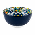 Ciotola 20 cm in ceramica blu con motivo floreale - per servire e preparare