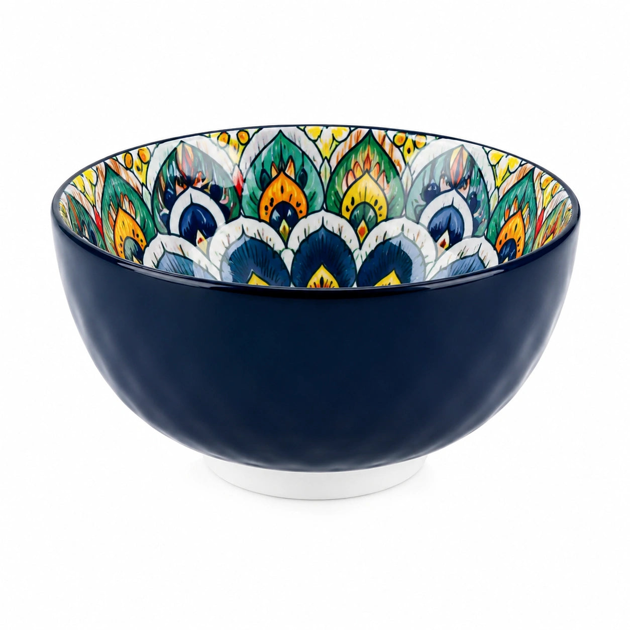 Ciotola 20 cm in ceramica blu con motivo floreale - per servire e preparare
