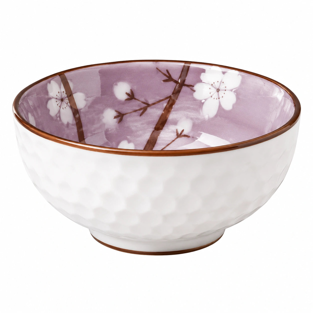 Ciotola in ceramica 600 ml 15.7 x 7.8 cm bianco lilla con motivo floreale
