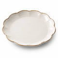 Piatto piano in ceramica 26 cm avorio - bordo ondulato per servizio tavola