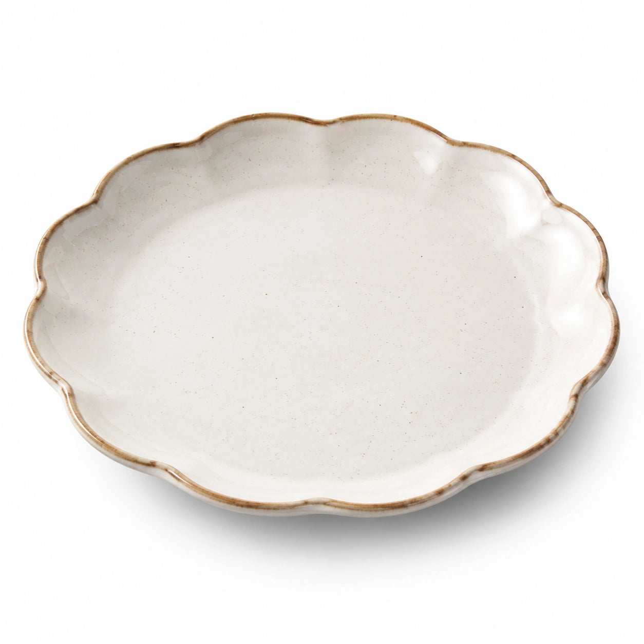 Piatto piano in ceramica 26 cm avorio - bordo ondulato per servizio tavola