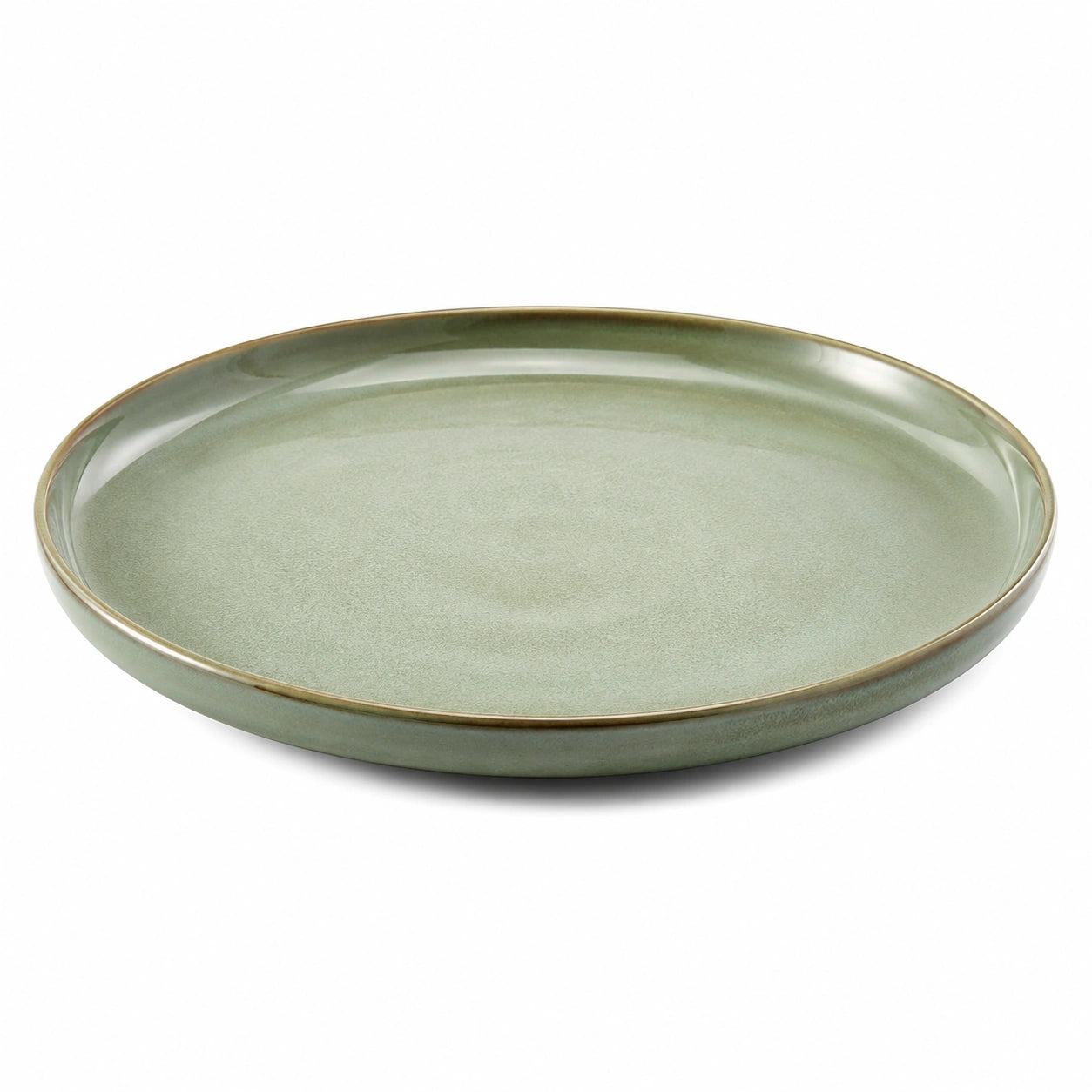 Piatto piano rotondo 30 cm in ceramica verde salvia smaltata - da tavola moderno