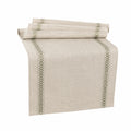 Runner da tavola 180 x 40 cm in tessuto beige e verde con motivo botanico