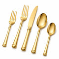 Set posate 5 pezzi in acciaio inox oro lucido per tavola stile classico