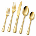 Set posate 5 pezzi in acciaio inox dorato 20 cm stile classico
