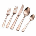 Set posate da tavola 5 pezzi in acciaio inox rosa oro finitura satinata