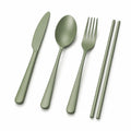 Set posate 5 pezzi 23 cm in acciaio inossidabile verde salvia opaco per tavola moderna
