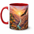 Tazza in ceramica 325 ml rossa con stampa paesaggio stile illustrato