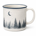 Tazza in ceramica 400 ml bianca e blu con manico - stile bosco notturno