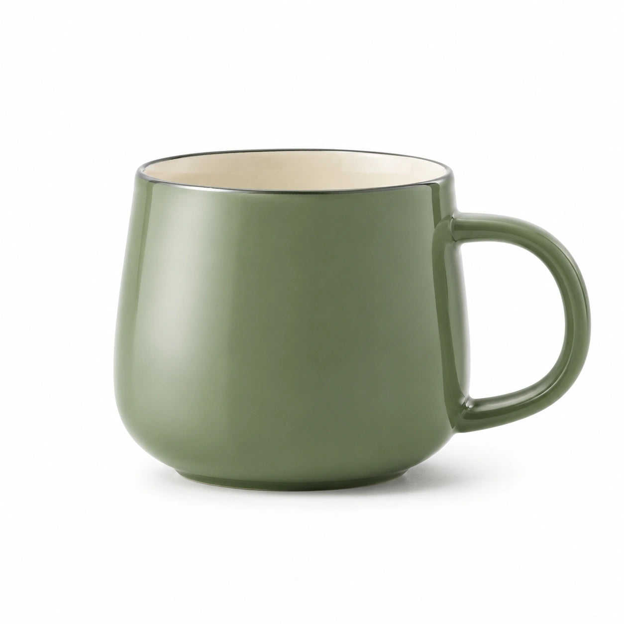 Tazza 450 ml 12 x 9.5 cm in ceramica verde con manico stile moderno
