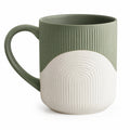 Tazza in ceramica 350 ml verde e bianco - superficie scanalata per bevande calde