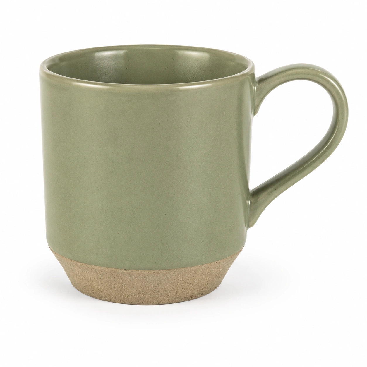 Tazza in ceramica 350 ml verde salvia con manico per bevande calde stile rustico