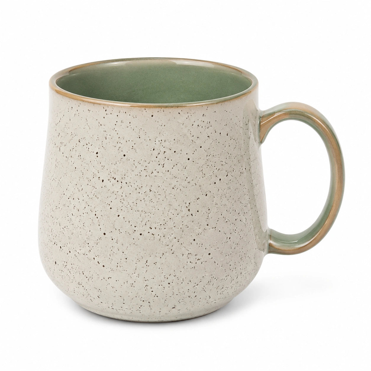 Tazza in ceramica 450 ml beige verde puntinata con manico