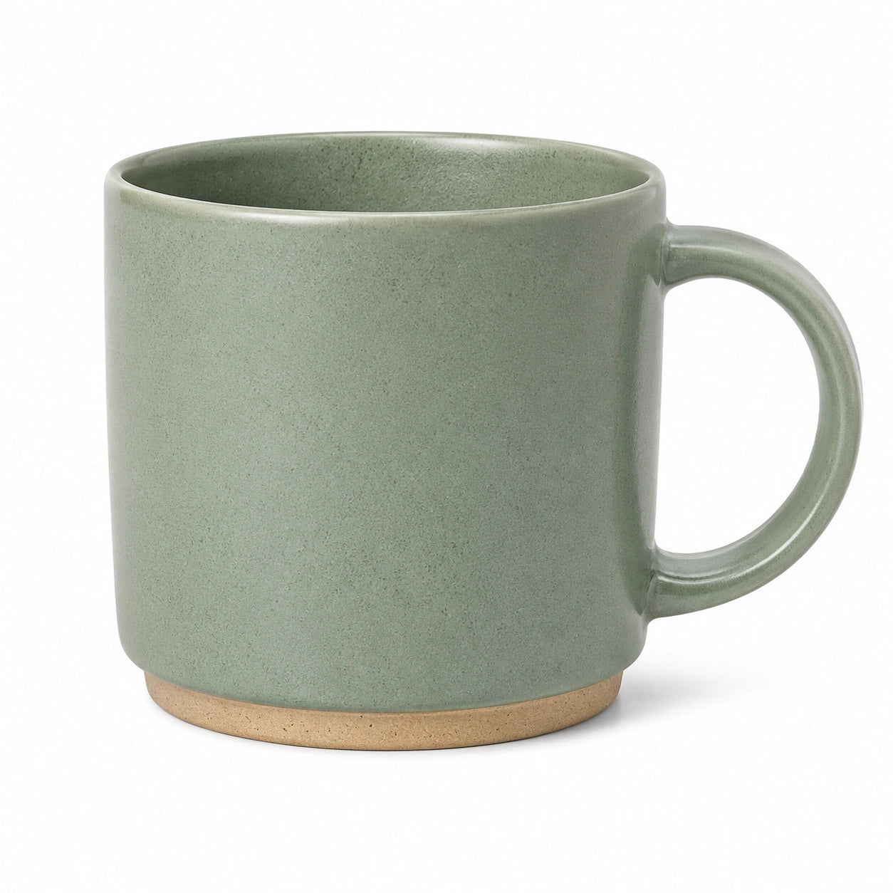 Tazza in gres 400 ml verde salvia con manico stile minimal