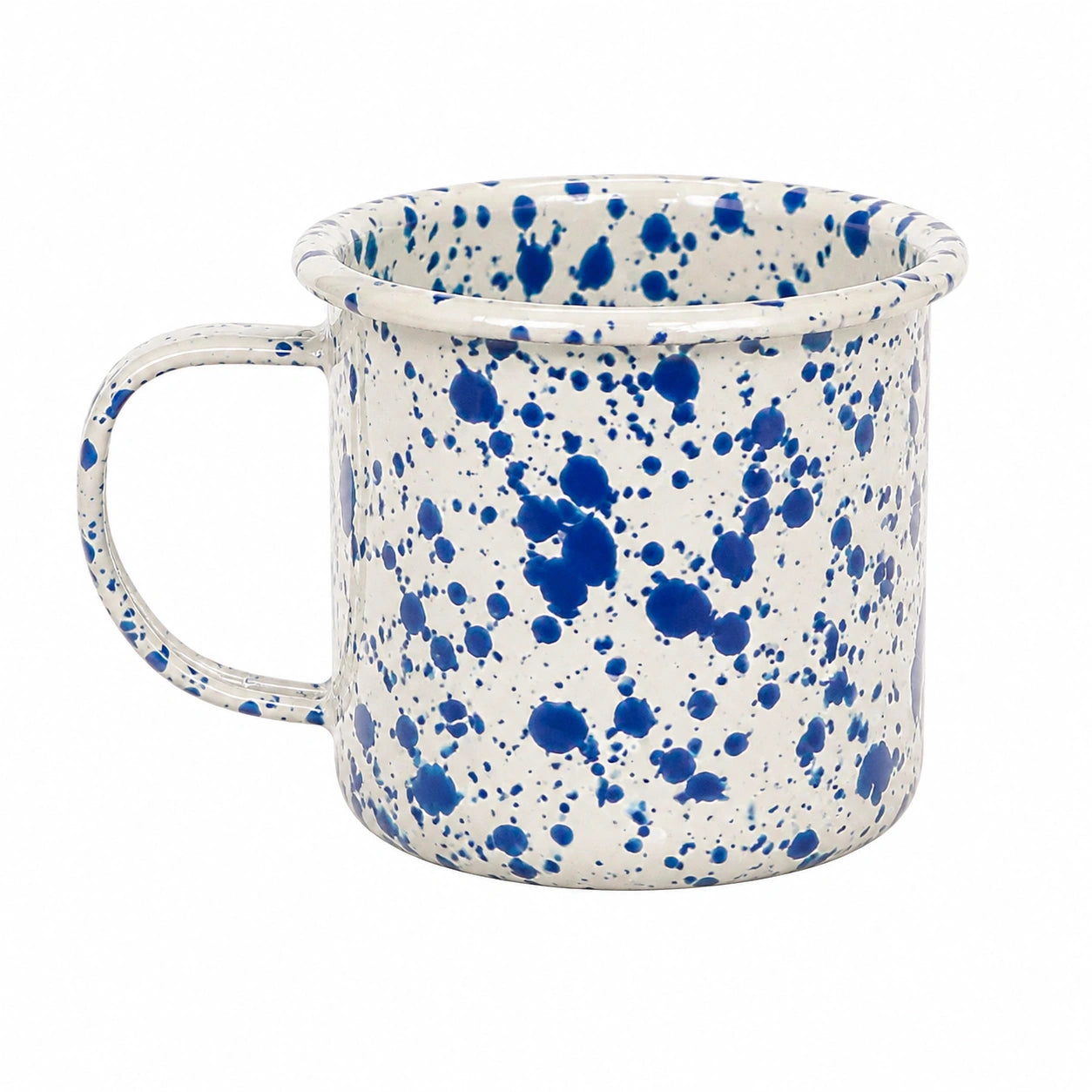 Tazza in ceramica 350 ml bianca e blu con manico - motivo maculato