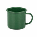 Tazza 350 ml diametro 8 cm altezza 8 cm in acciaio smaltato verde con manico stile campeggio